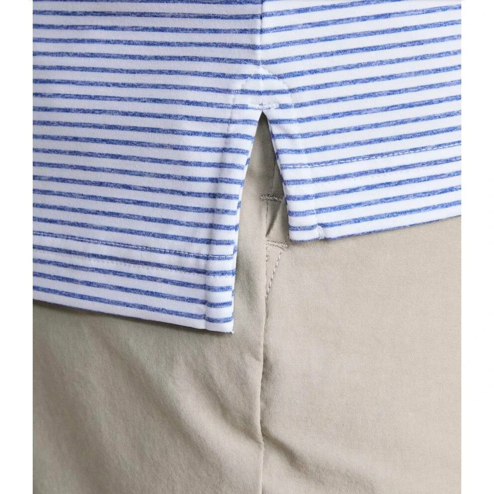 Vineyard Vines Bradley Performance Mens XL Polo Blue White Striped Whale Logo - Picture 6 of 6